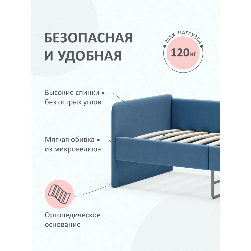 Фото 5 Кровать Romack Donny 77x60.5x168 см ДСП цвет сапфир Фото 5 Кровать Romack Donny 77x60.5x168 см ДСП цвет сапфир