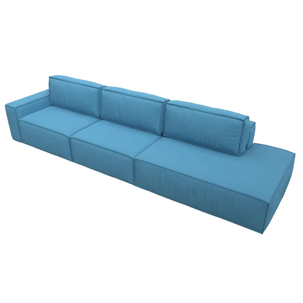 Фото 7 Диван прямой Прага Модерн Лонг подлокотник слева Лига диванов 123376L 380x90x118 см рогожка цвет амур 10 голубой