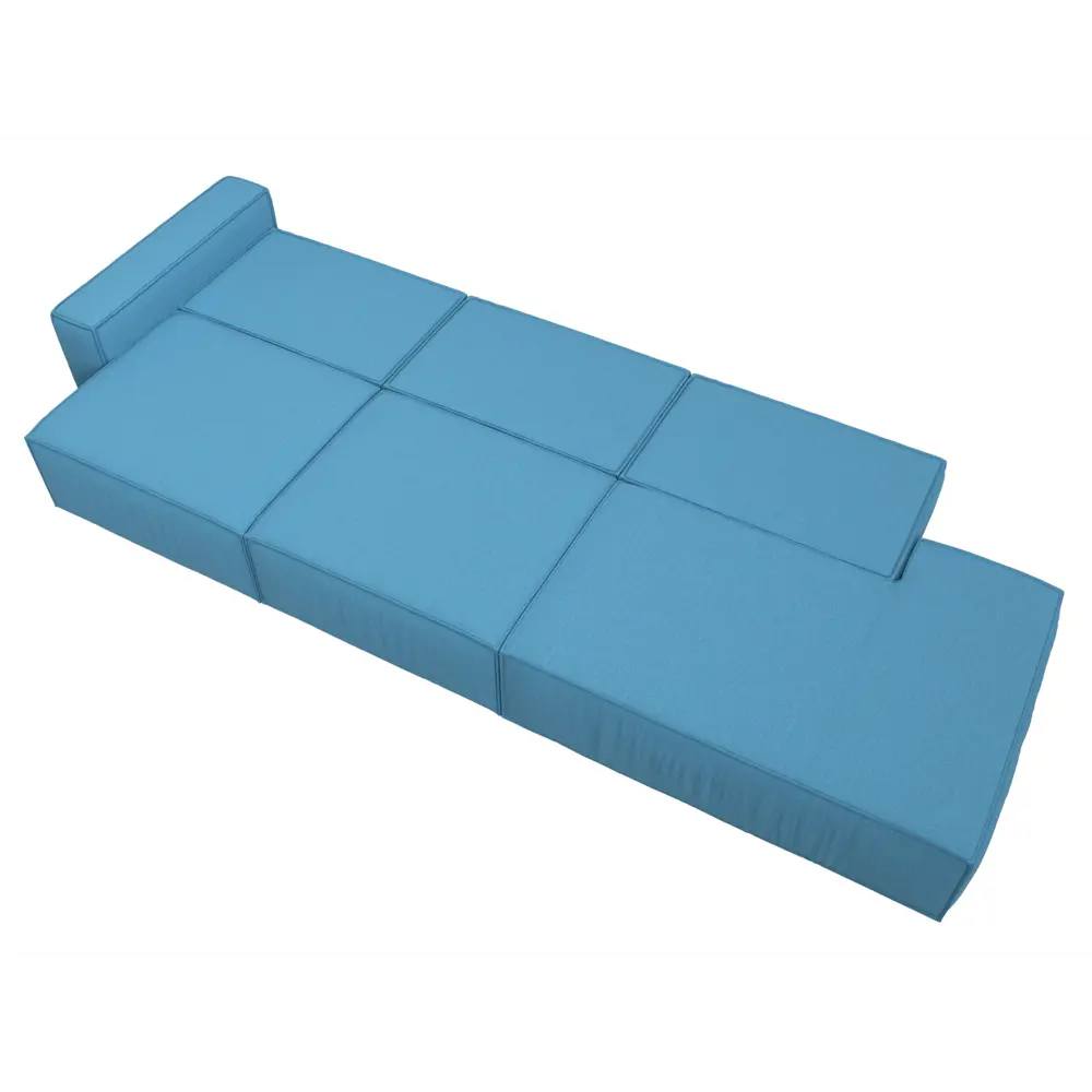 Фото 2 Диван прямой Прага Модерн Лонг подлокотник слева Лига диванов 123376L 380x90x118 см рогожка цвет амур 10 голубой