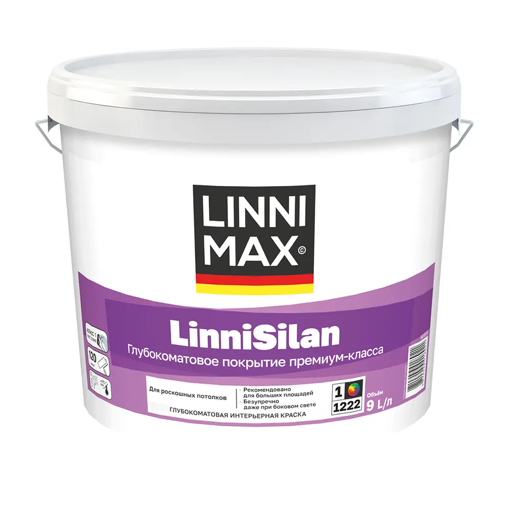 Фото Краска интерьерная Linnimax Linnisilan база А белая 9 л Фото Краска интерьерная Linnimax Linnisilan база А белая 9 л
