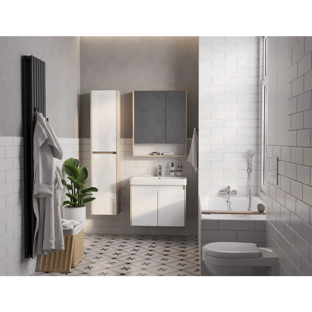 Фото 6 Тумба под раковину подвесная Aquaton 1A2789V0SDB20 63см цвет белый, с раковиной