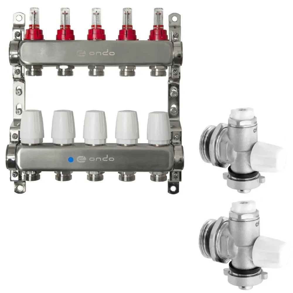 Фото Коллекторная группа с расходомерами Ondo Kit BKGWDV05KITM 1"x3/4" евроконус 5 выходов нержавеющая сталь Фото Коллекторная группа с расходомерами Ondo Kit BKGWDV05KITM 1"x3/4" евроконус 5 выходов нержавеющая сталь