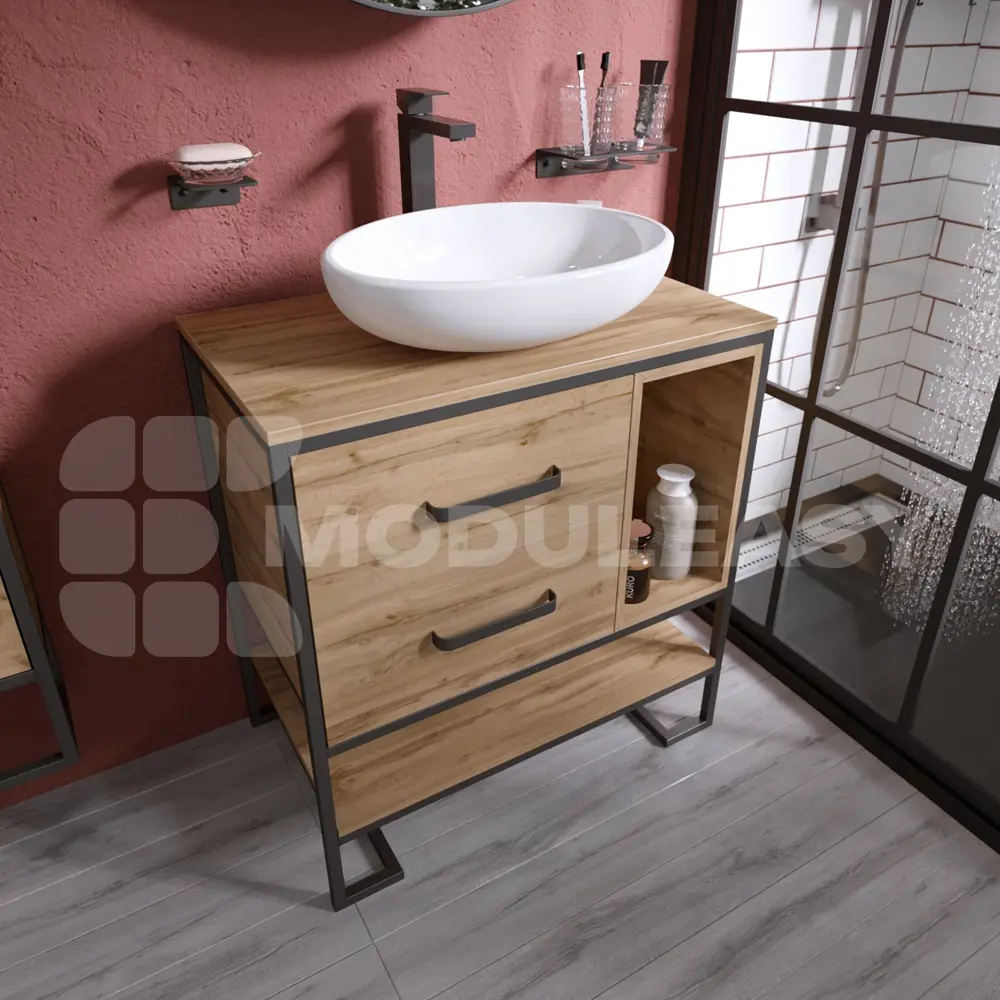 Фото 6 Тумба под раковину MODULEASY 80x48 см ATTIC напольная цвет дуб вотан Ц0000037804 Фото 6 Тумба под раковину MODULEASY 80x48 см ATTIC напольная цвет дуб вотан Ц0000037804