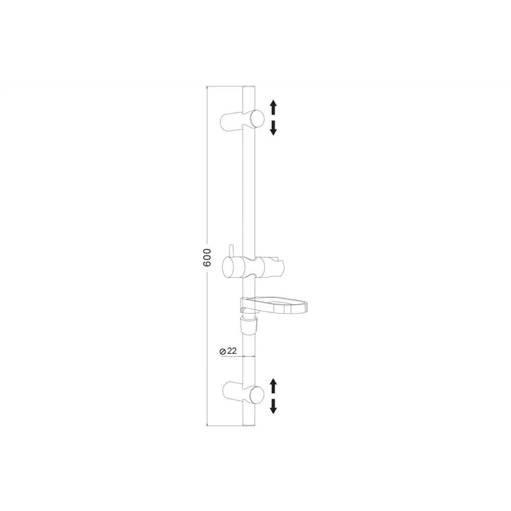 Фото 2 Душевая штанга Olive'S KD07 60см с мыльницей цвет хром