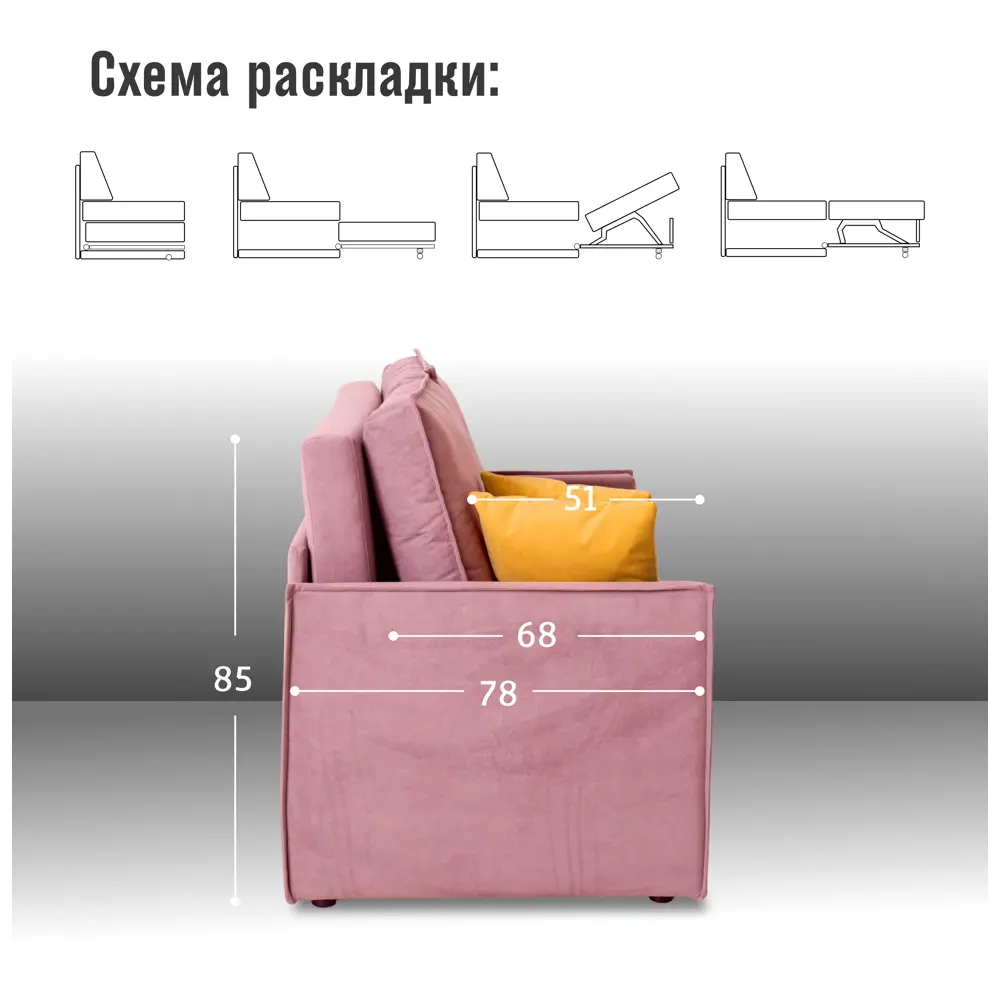 Фото 4 Диван раскладной Cityhd Прямой диван 133x85x78 см велюр цвет розовый Фото 4 Диван раскладной Cityhd Прямой диван 133x85x78 см велюр цвет розовый