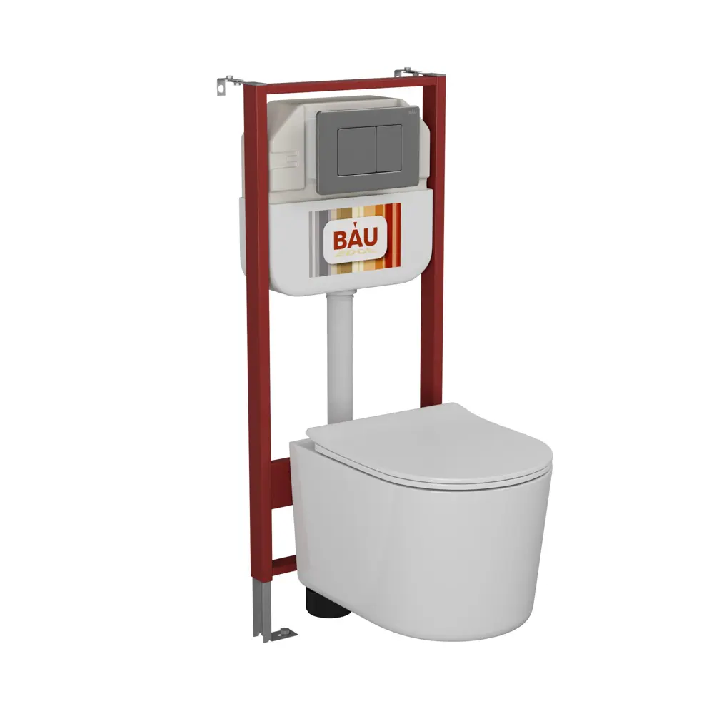 Фото 2 Комплект BAUEDGE NEO45700-NM0003-PRO-Q00017 6 в 1: инсталляция 45, унитаз безободковый Hotel PRO, сиденье, кнопка Stil Gun Grey,, темно-серый Фото 2 Комплект BAUEDGE NEO45700-NM0003-PRO-Q00017 6 в 1: инсталляция 45, унитаз безободковый Hotel PRO, сиденье, кнопка Stil Gun Grey,, темно-серый