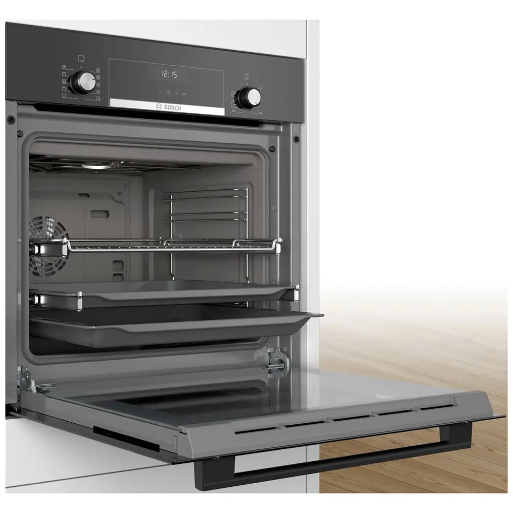 Фото 3 Встраиваемый духовой шкаф Bosch Serie|6 Hbj558Yb0Q 59.40x59.50x54.80 см цвет черный Фото 3 Встраиваемый духовой шкаф Bosch Serie|6 Hbj558Yb0Q 59.40x59.50x54.80 см цвет черный