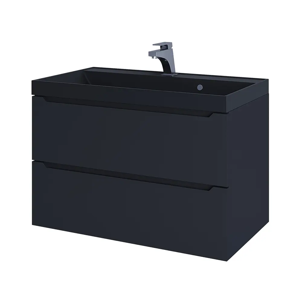 Фото 2 Тумба с раковиной для ванной подвесная Uperwood Tanos-Classic Quartz 80x45x55 см черная/уголь Фото 2 Тумба с раковиной для ванной подвесная Uperwood Tanos-Classic Quartz 80x45x55 см черная/уголь