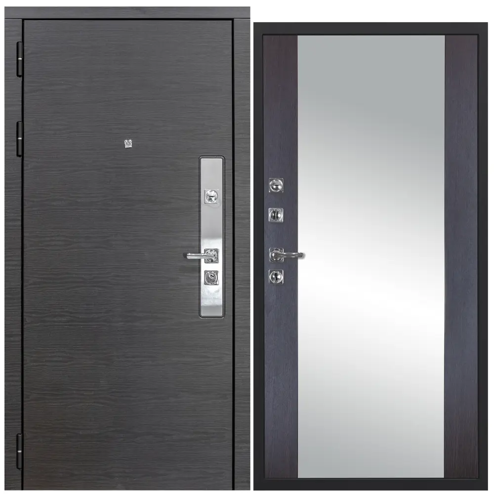 Фото Входная дверь Diva STR МХ-39 205x86см левый цвет Д15 венге/венге с зеркалом