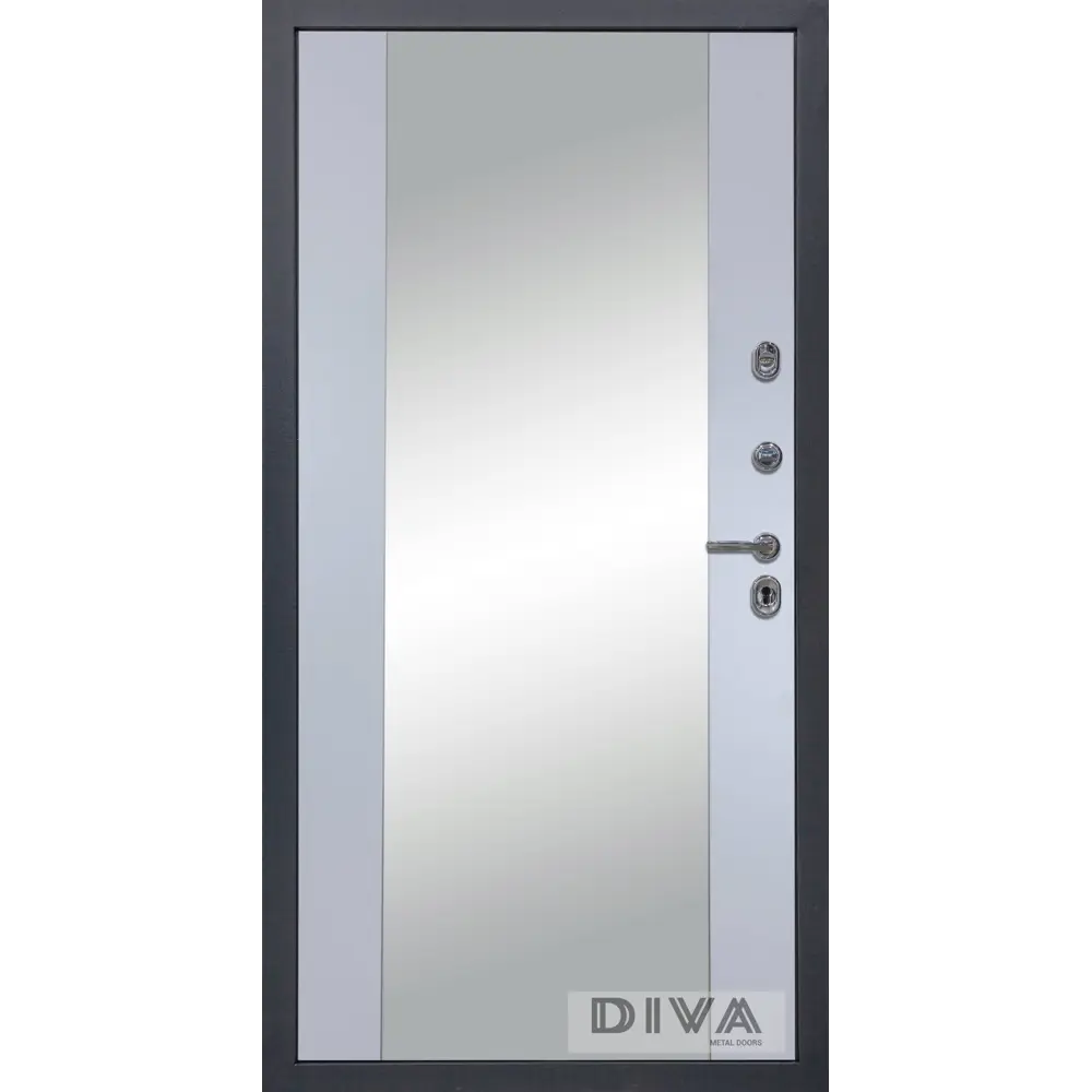 Фото 2 Входная дверь Diva МД-39 205x96см левый цвет Д15 силк маус/серый с зеркалом