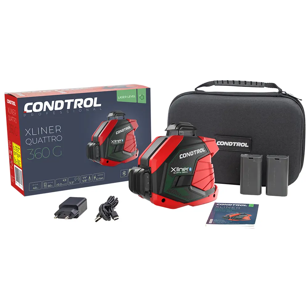Фото 6 Уровень лазерный Condtrol XLiner Quatt 360G НСК зеленый луч, дальность до 40 м Фото 6 Уровень лазерный Condtrol XLiner Quatt 360G НСК зеленый луч, дальность до 40 м