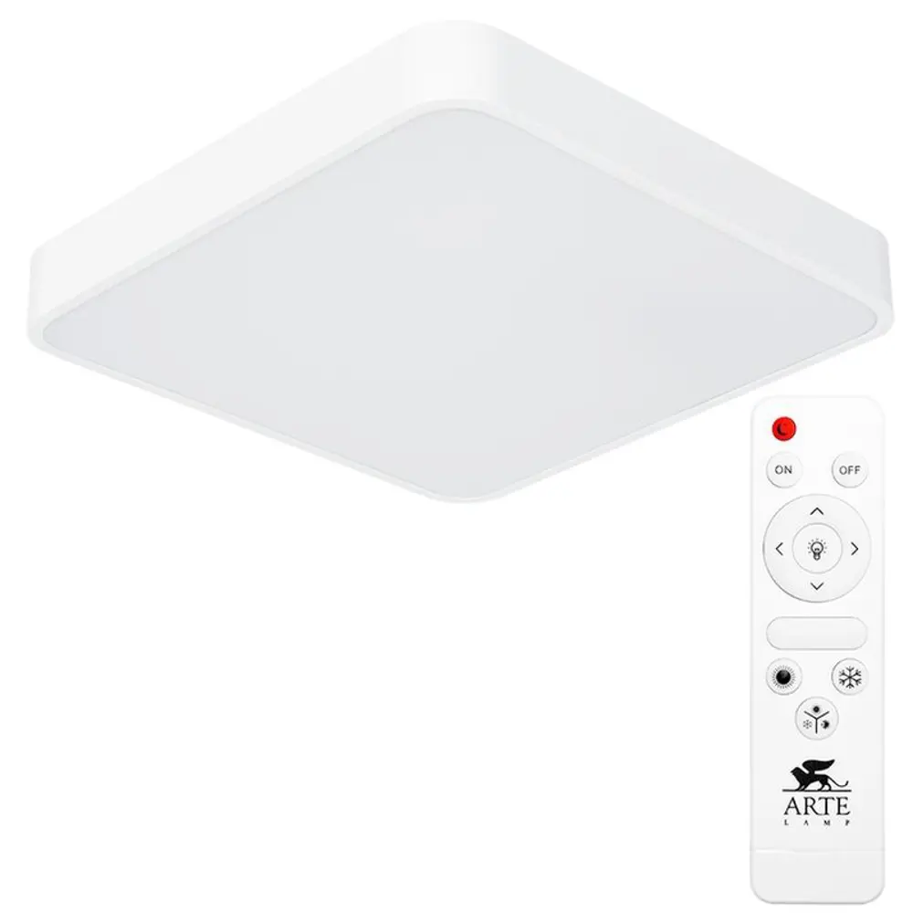 Фото Светильник настенно-потолочный светодиодный Arte Lamp Scena Ar_a2663pl-1wh с пультом управления 7 м² регулируемый белый свет цвет белый Фото Светильник настенно-потолочный светодиодный Arte Lamp Scena Ar_a2663pl-1wh с пультом управления 7 м² регулируемый белый свет цвет белый