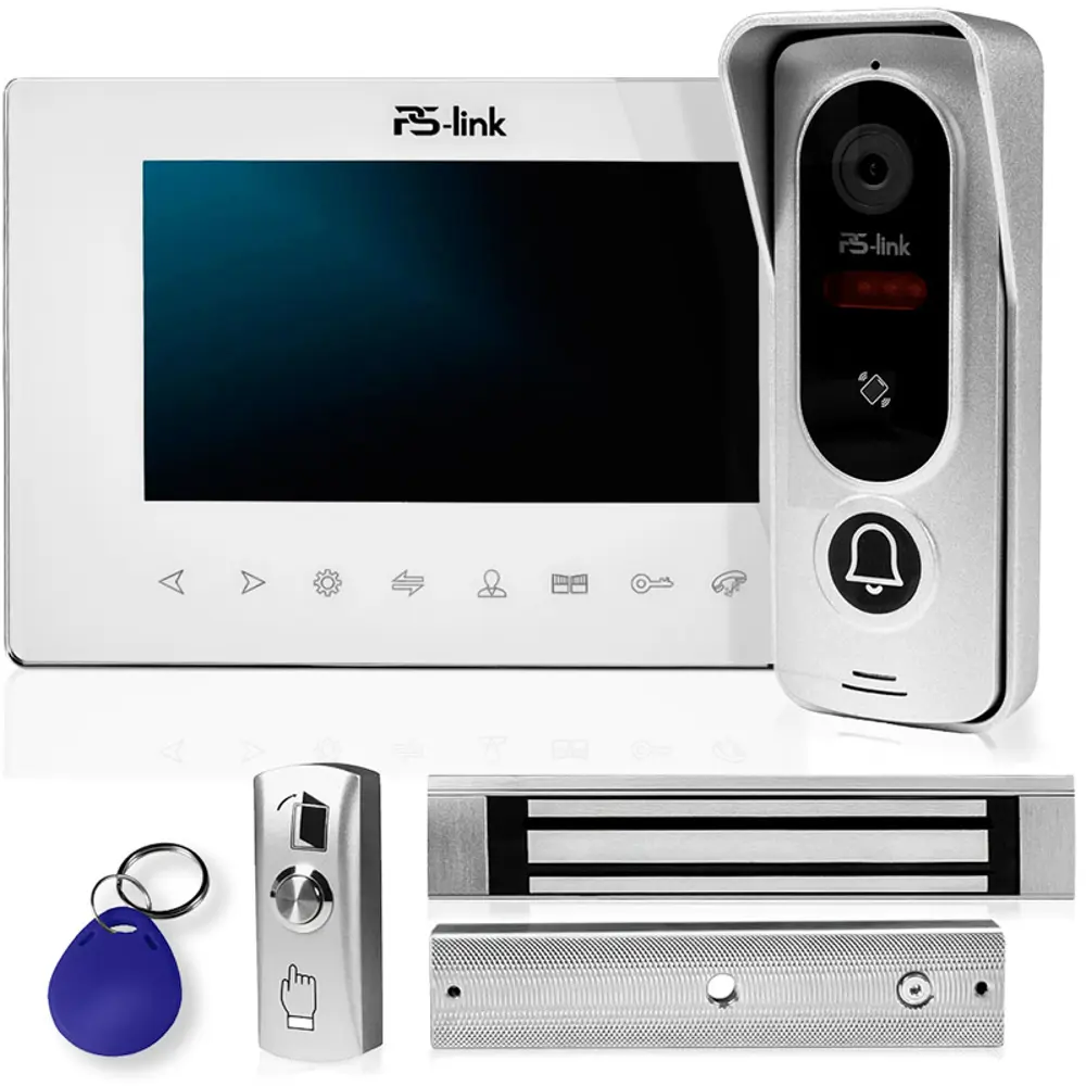 Фото Комплект WI-FI видеодомофона Ps-link KIT-7421WS-18 7" цвет белый Фото Комплект WI-FI видеодомофона Ps-link KIT-7421WS-18 7" цвет белый