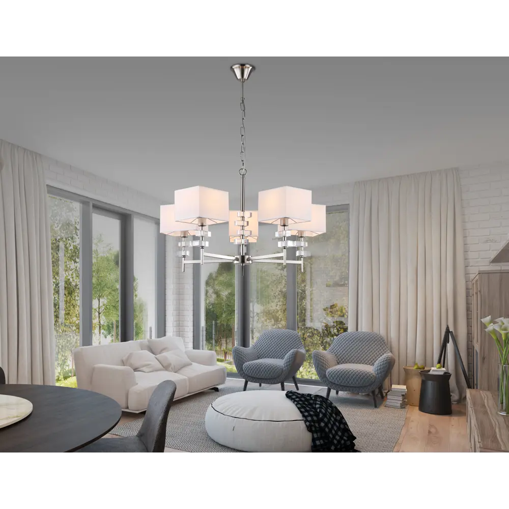 Фото 6 Люстра подвесная Ambrella light High light Lh71321 5 ламп 20 м² цвет белый, никель Фото 6 Люстра подвесная Ambrella light High light Lh71321 5 ламп 20 м² цвет белый, никель