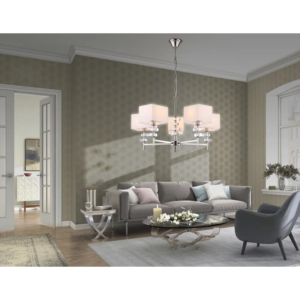 Фото 7 Люстра подвесная Ambrella light High light Lh71321 5 ламп 20 м² цвет белый, никель Фото 7 Люстра подвесная Ambrella light High light Lh71321 5 ламп 20 м² цвет белый, никель