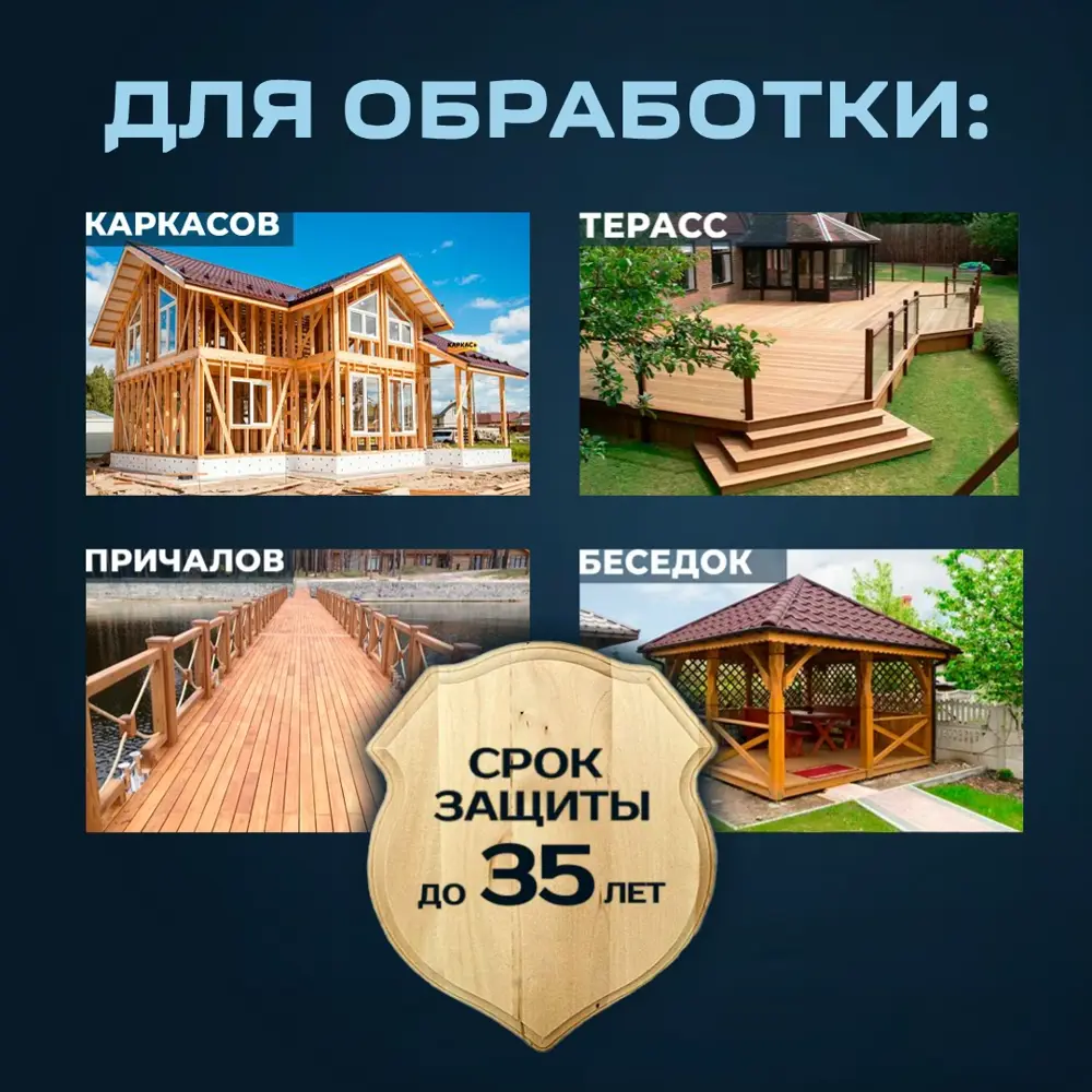 Фото 4 Антисептик для дерева медный невымываемый Plex 1401 концентрат 1:9 5л Фото 4 Антисептик для дерева медный невымываемый Plex 1401 концентрат 1:9 5л