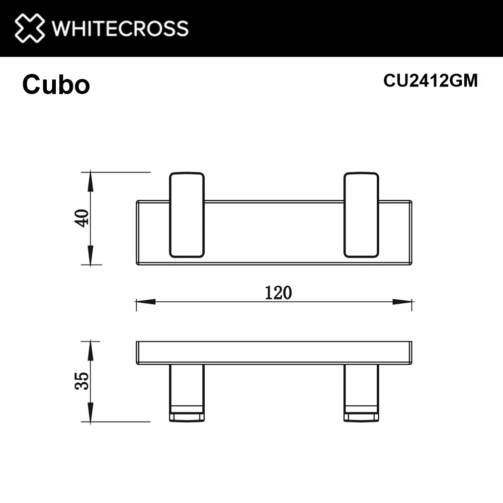 Фото 2 Крючок двойной для ванной WHITECROSS CUBO CU2412GM цвет оружейная сталь Фото 2 Крючок двойной для ванной WHITECROSS CUBO CU2412GM цвет оружейная сталь