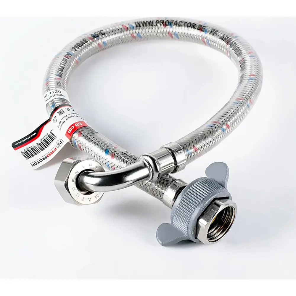 Фото 2 Шланг для стиральной машины наливной Profactor Luxe 1/2" ВР 0.5 м Фото 2 Шланг для стиральной машины наливной Profactor Luxe 1/2" ВР 0.5 м
