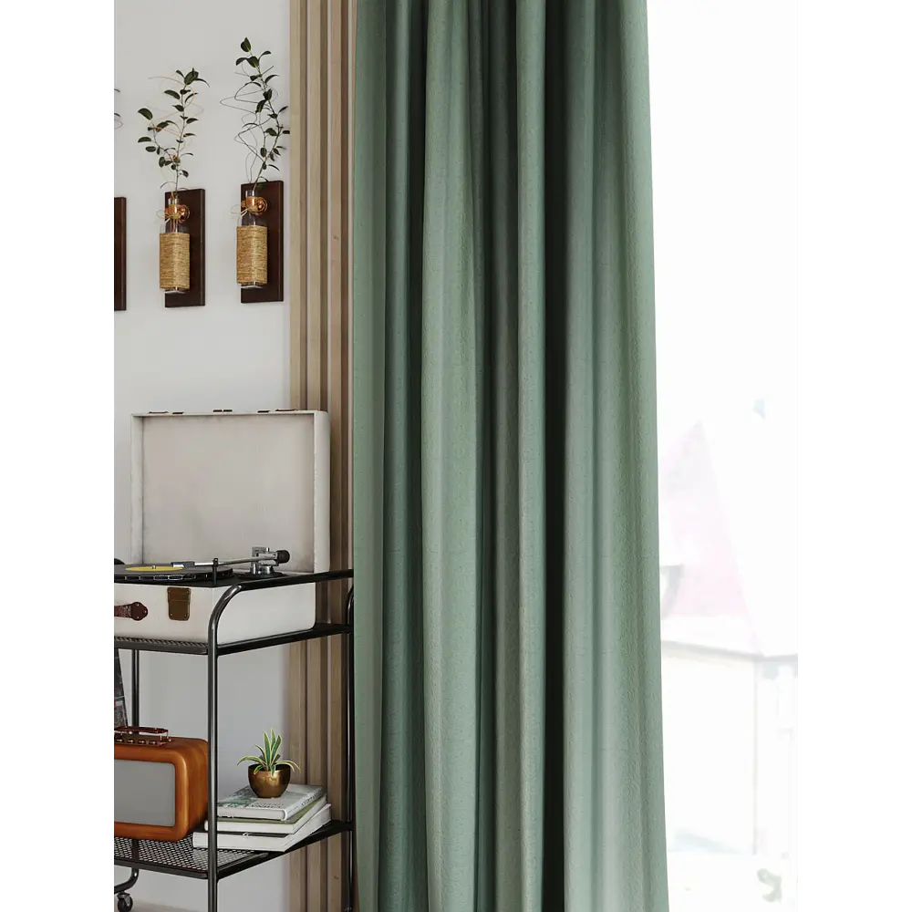 Фото 2 Комплект штор Helga Базовая коллекция HH544036 на шторной ленте 250x150 см цвет зеленый