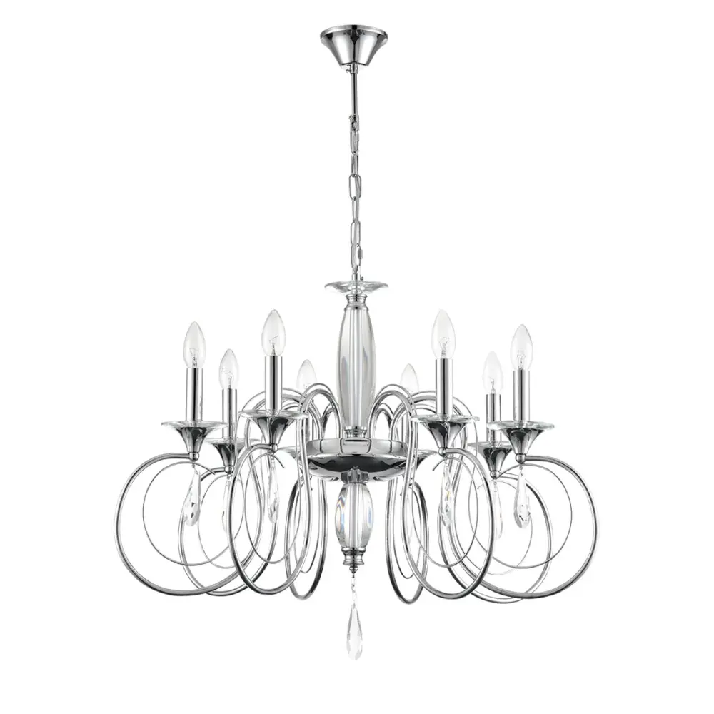 Фото Люстра подвесная Lumion Classi 8032/8 8 ламп 16 м² цвет хром Фото Люстра подвесная Lumion Classi 8032/8 8 ламп 16 м² цвет хром