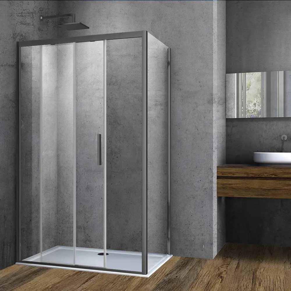 Фото Душевой уголок Vincea Soft VSR-3SO8015CLGM пятиугольный 150x90см антрацит профиль эффект стекла прозрачный Фото Душевой уголок Vincea Soft VSR-3SO8015CLGM пятиугольный 150x90см антрацит профиль эффект стекла прозрачный