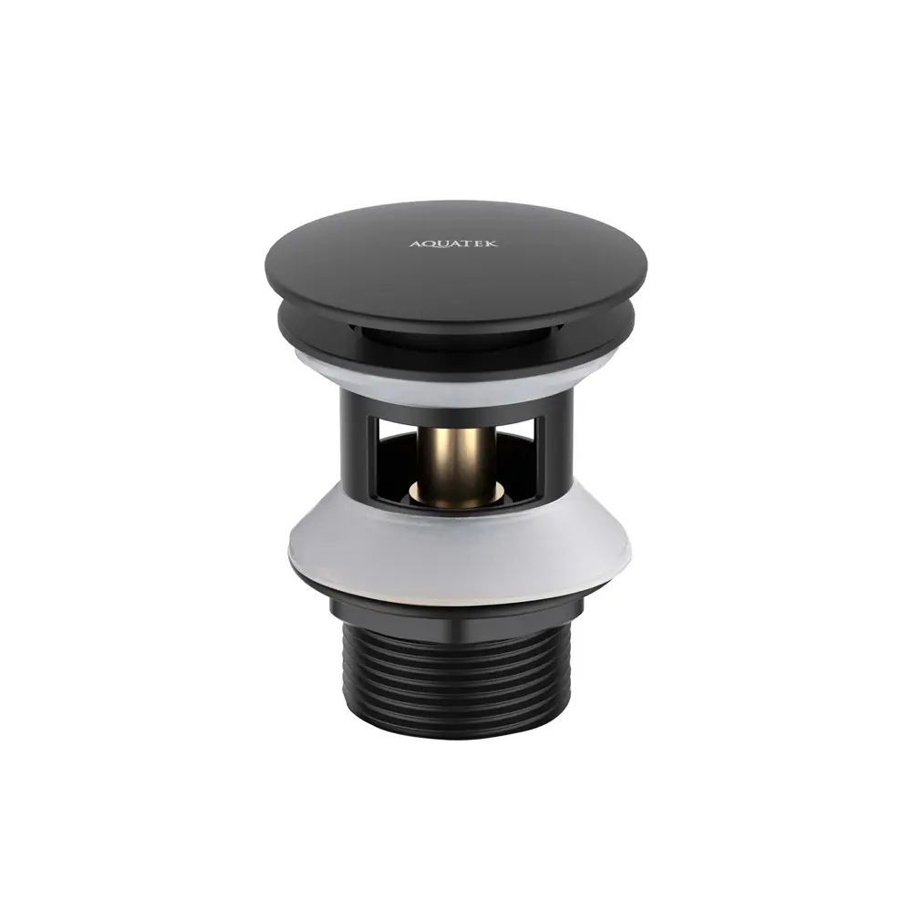 Фото Донный клапан для раковины Aquatek AQ6002MB D32 мм клик-клак без перелива латунь цвет черный матовый Фото Донный клапан для раковины Aquatek AQ6002MB D32 мм клик-клак без перелива латунь цвет черный матовый