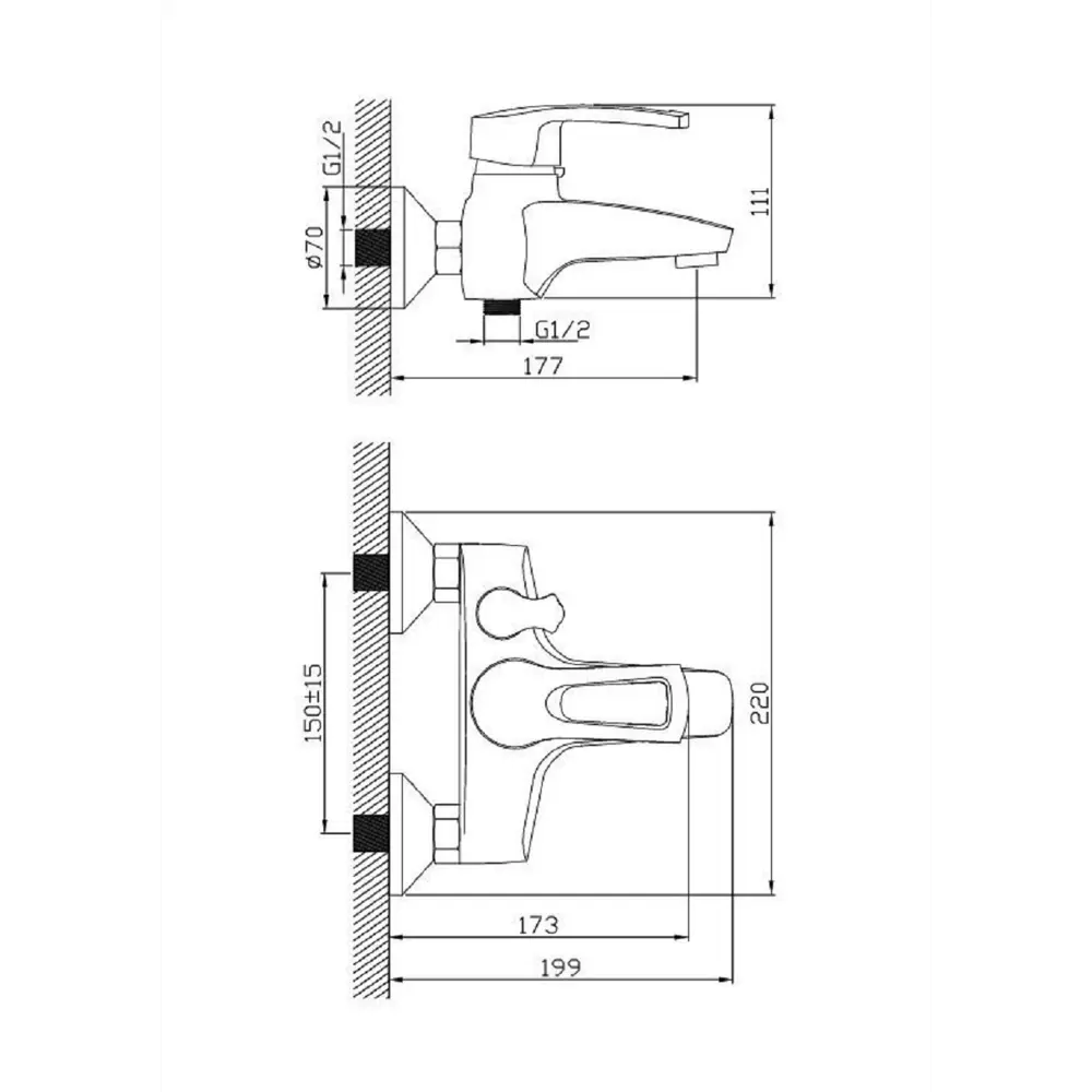 Фото 2 Смеситель для ванны Diadonna D80-330122 однорычажный с душевой лейкой цвет хром
