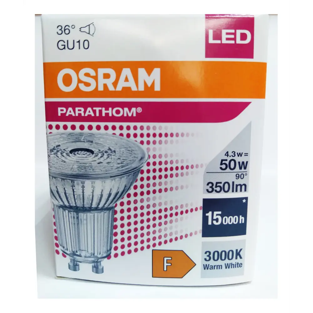 Фото 7 Набор ламп светодиодных Osram 4058075608115-5 GU10 220-240 В 4.3 Вт спот 350 Лм теплый белый (желтый) свет 5 шт Фото 7 Набор ламп светодиодных Osram 4058075608115-5 GU10 220-240 В 4.3 Вт спот 350 Лм теплый белый (желтый) свет 5 шт