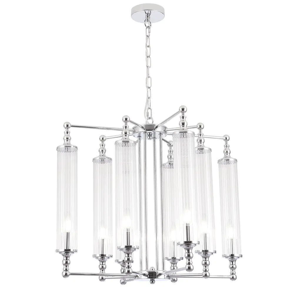 Фото Люстра подвесная Crystal Lux 308d_3671 1 8 ламп 16 м² цвет хром Фото Люстра подвесная Crystal Lux 308d_3671 1 8 ламп 16 м² цвет хром