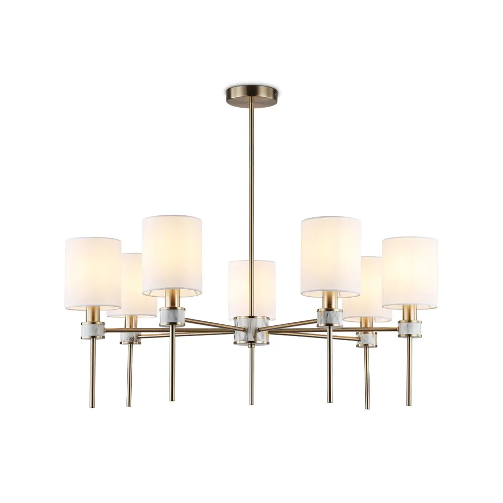 Фото Люстра на штанге Ambrella Light High Ambr_lh72373 7 ламп 28 м² цвет белый/латунь Фото Люстра на штанге Ambrella Light High Ambr_lh72373 7 ламп 28 м² цвет белый/латунь