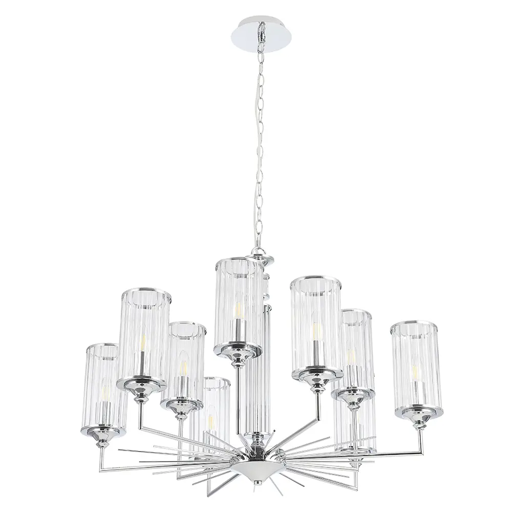 Фото Люстра подвесная Crystal Lux 309_1911 9 ламп 18 м² цвет хром Фото Люстра подвесная Crystal Lux 309_1911 9 ламп 18 м² цвет хром