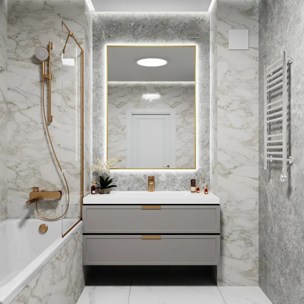 Фото 3 Зеркало со встроенной подсветкой One mirror 12090зсх 90x120 см Фото 3 Зеркало со встроенной подсветкой One mirror 12090зсх 90x120 см