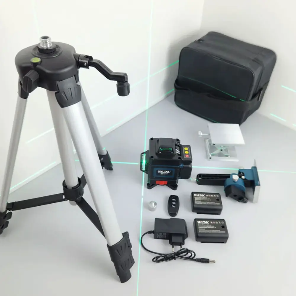 Фото Уровень лазерный Hilda 4D laz101-1 зеленый луч, на штативе, дальность до 30 м Фото Уровень лазерный Hilda 4D laz101-1 зеленый луч, на штативе, дальность до 30 м