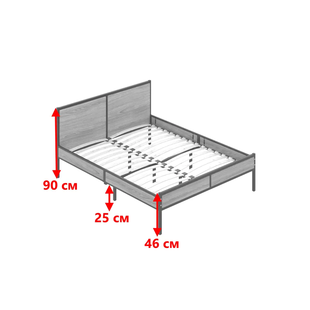 Фото 4 Кровать Solarius Kr120loft-van-black-orto 125 x 90 x 206 см сосна цвет бежевый