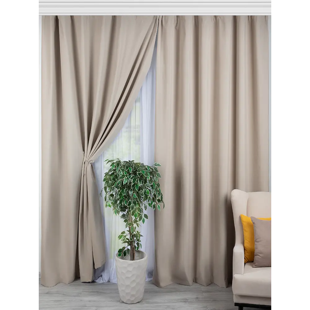 Фото Комплект штор Altali 100% блэкаут 877-1663/03 на шторной ленте 270x400 см цвет коричневый Фото Комплект штор Altali 100% блэкаут 877-1663/03 на шторной ленте 270x400 см цвет коричневый