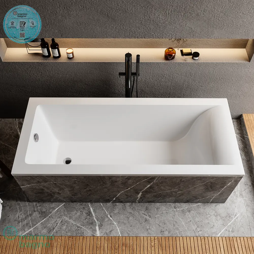 Фото 3 Прямоугольная ванна Marmo bagno MB-N150-70 MB-N150-70 искусственный камень 150х70см Фото 3 Прямоугольная ванна Marmo bagno MB-N150-70 MB-N150-70 искусственный камень 150х70см