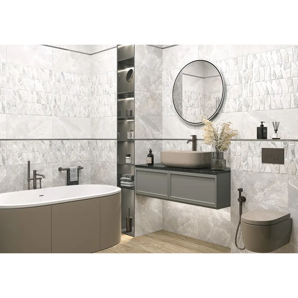 Фото Настенная плитка Alma ceramica Persey TWU2550PRS17 24.9x50см цвет серый Фото Настенная плитка Alma ceramica Persey TWU2550PRS17 24.9x50см цвет серый
