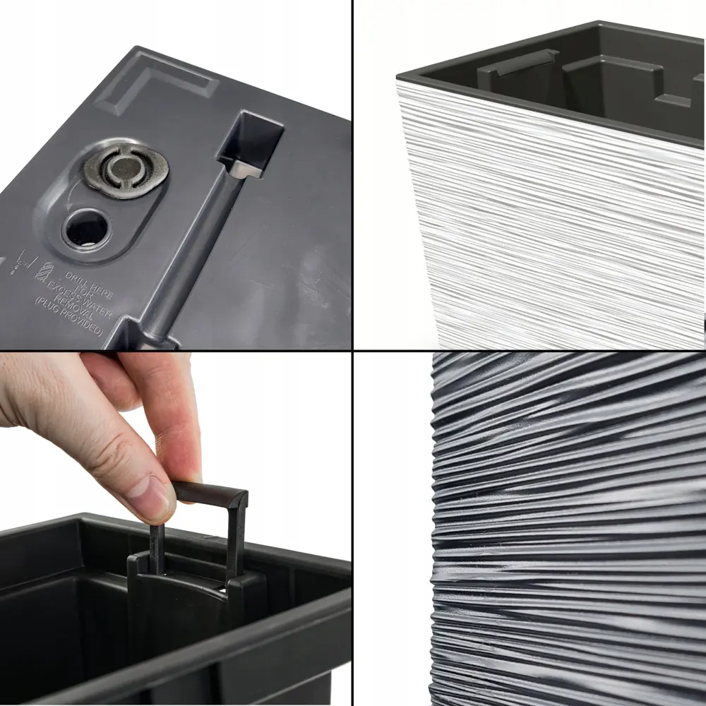 Фото 6 Кашпо Furu case m Prosperplast d 77 см 41 см 72 л полипропилен серый/серебристый без автополива Фото 6 Кашпо Furu case m Prosperplast d 77 см 41 см 72 л полипропилен серый/серебристый без автополива