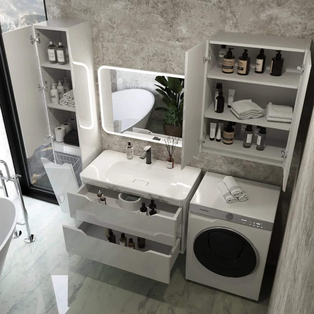 Фото 7 Пенал для ванной Style Line Марелла L Plus CC-0002428 с корзиной Люкс антискрейтч цвет белый глянец Фото 7 Пенал для ванной Style Line Марелла L Plus CC-0002428 с корзиной Люкс антискрейтч цвет белый глянец