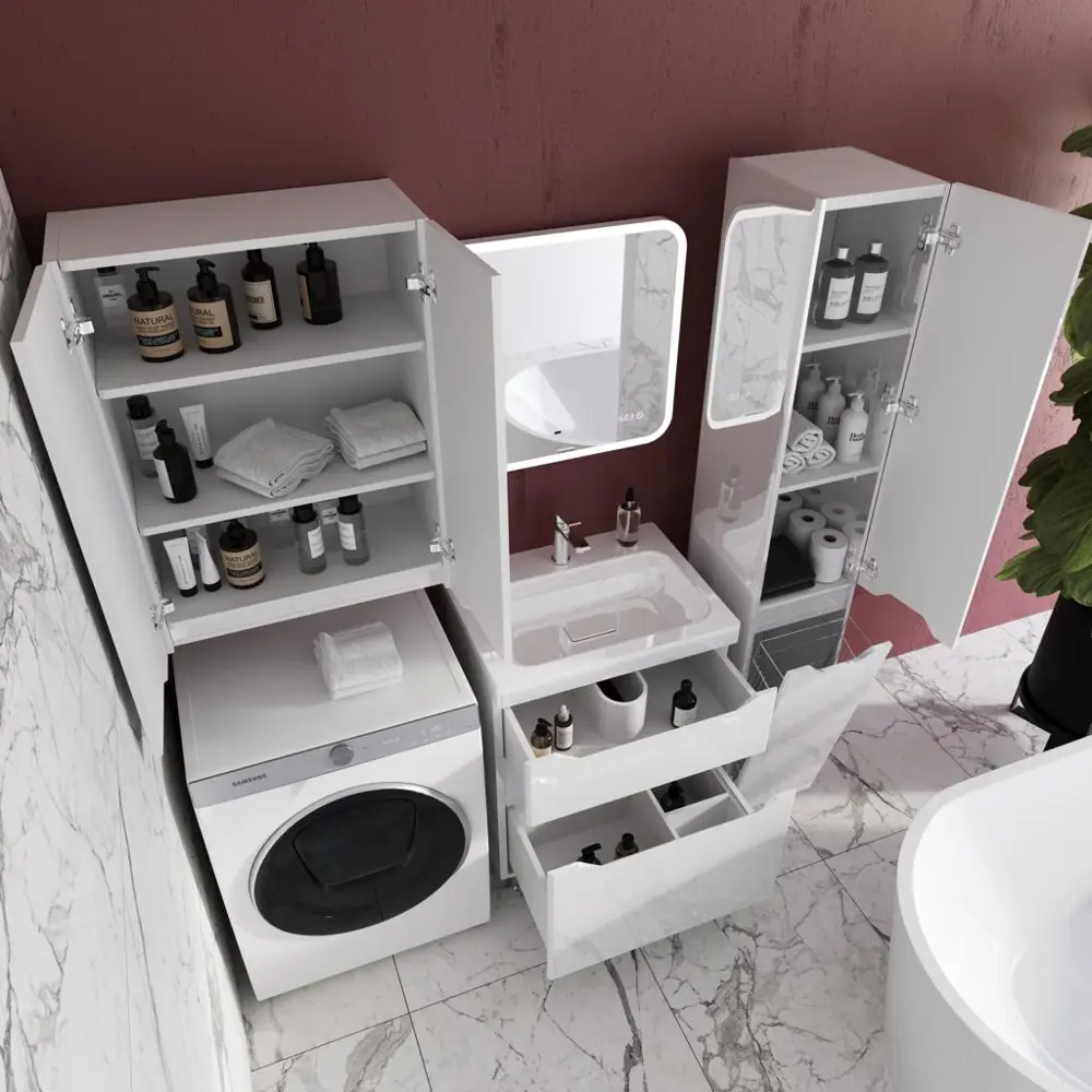 Фото 5 Пенал для ванной Style Line Марелла L Plus CC-0002428 с корзиной Люкс антискрейтч цвет белый глянец Фото 5 Пенал для ванной Style Line Марелла L Plus CC-0002428 с корзиной Люкс антискрейтч цвет белый глянец