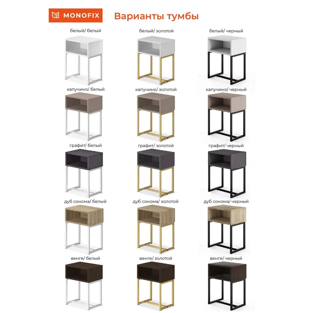 Фото 4 Тумба прикроватная Monofix 40x52x30 см 1 ящик ЛДСП цвет белый/графит Фото 4 Тумба прикроватная Monofix 40x52x30 см 1 ящик ЛДСП цвет белый/графит