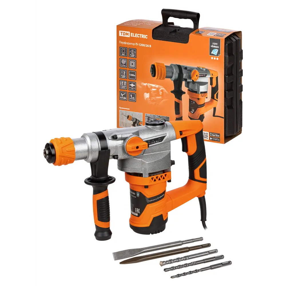 Фото Перфоратор сетевой SDS Plus TDM Electric П-1200/26, 1200 Вт, 4.50 Дж Фото Перфоратор сетевой SDS Plus TDM Electric П-1200/26, 1200 Вт, 4.50 Дж