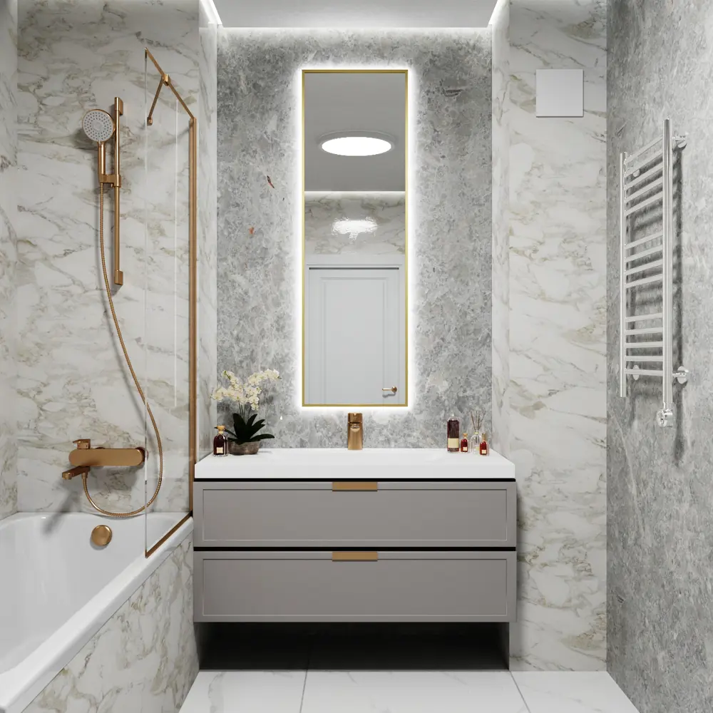 Фото 3 Зеркало со встроенной подсветкой One mirror 14040зсх 40x140 см Фото 3 Зеркало со встроенной подсветкой One mirror 14040зсх 40x140 см