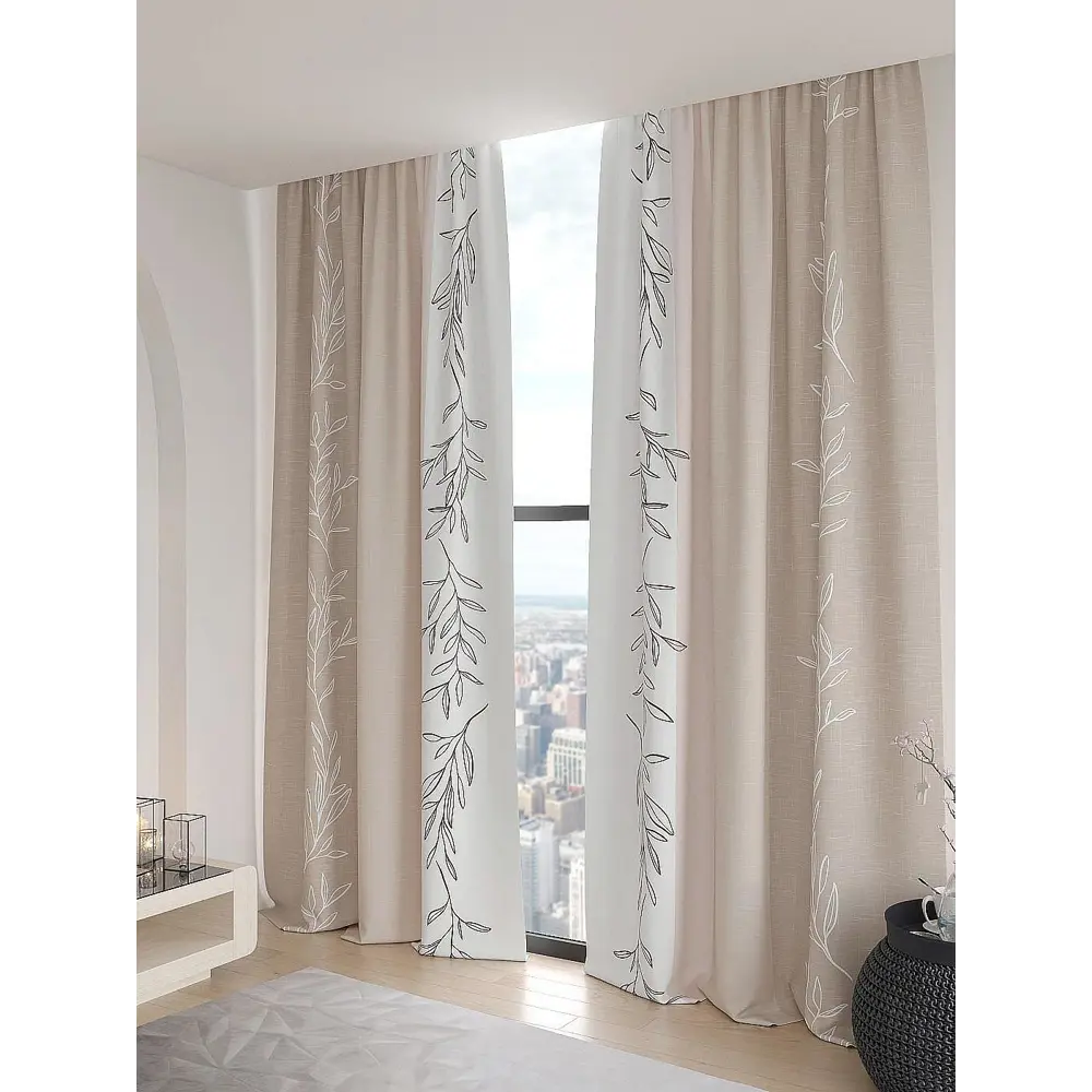 Фото 3 Комплект штор Comfy way Базовая коллекция CW906108250-250 на шторной ленте 250x150 см цвет бежевый