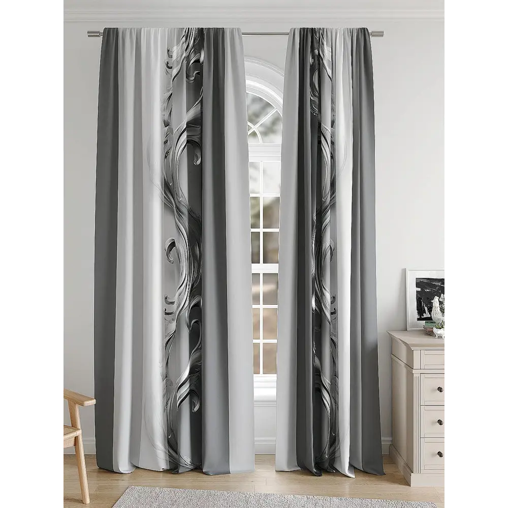Фото 2 Комплект штор Comfy way Базовая коллекция CW948405260-260 на шторной ленте 260x150 см цвет серый, черный Фото 2 Комплект штор Comfy way Базовая коллекция CW948405260-260 на шторной ленте 260x150 см цвет серый, черный