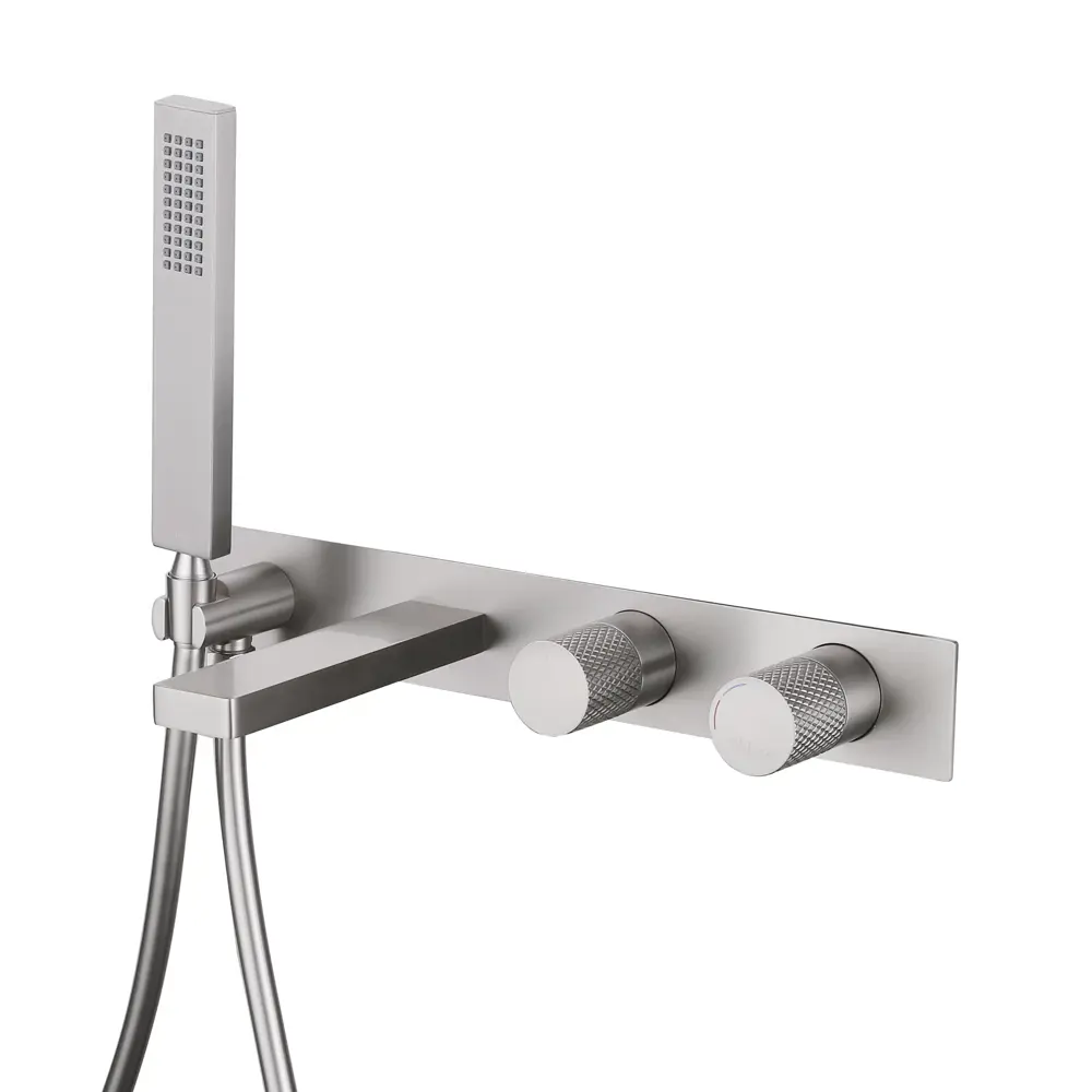 Фото 2 Смеситель для ванны Abber Rund AF8730SP двухвентильный с душевой лейкой цвет сатин Фото 2 Смеситель для ванны Abber Rund AF8730SP двухвентильный с душевой лейкой цвет сатин