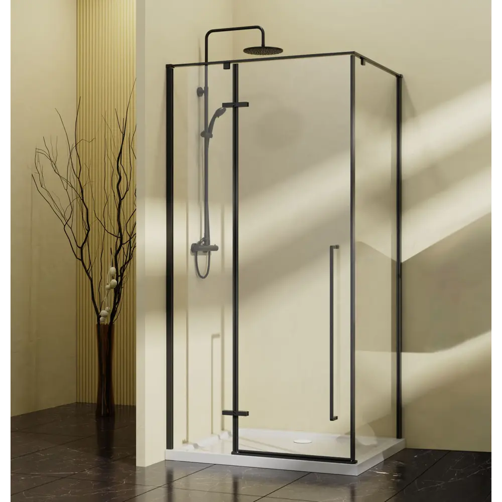 Фото Душевой уголок Vincea Slim-N VSR-5SN9010CLB прямой 100x90см черный профиль эффект стекла прозрачный Фото Душевой уголок Vincea Slim-N VSR-5SN9010CLB прямой 100x90см черный профиль эффект стекла прозрачный