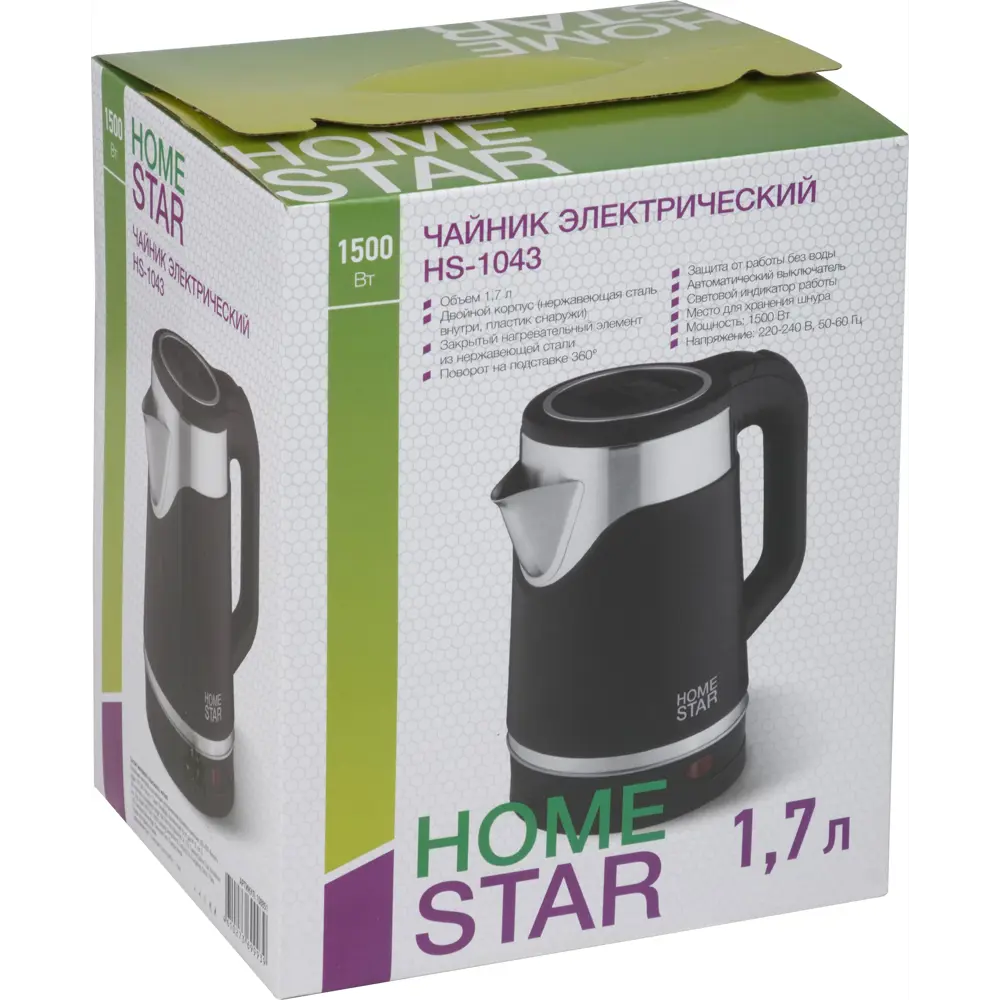 Фото 4 Электрический чайник 1.7 л Homestar HS-1043 пластик цвет черный Фото 4 Электрический чайник 1.7 л Homestar HS-1043 пластик цвет черный