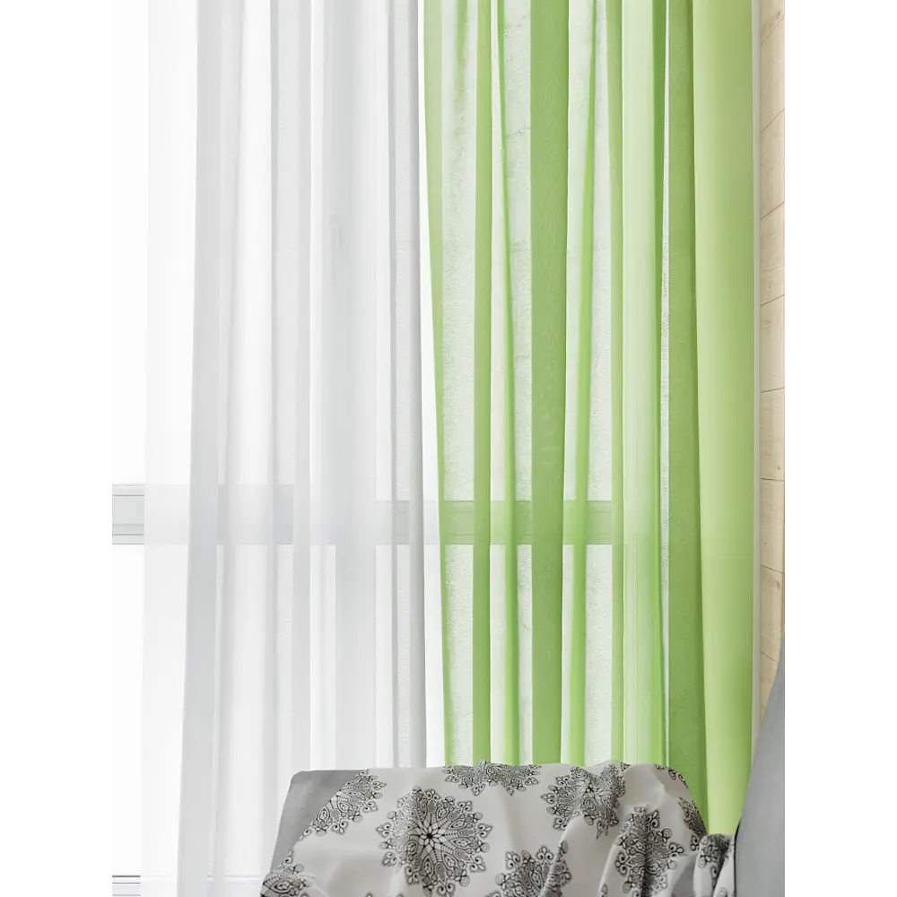 Фото 4 Тюль Helga Базовая коллекция HH208008-250 на шторной ленте 250x300 см цвет зеленый