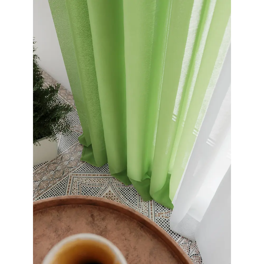 Фото 3 Тюль Helga Базовая коллекция HH208008-250 на шторной ленте 250x300 см цвет зеленый